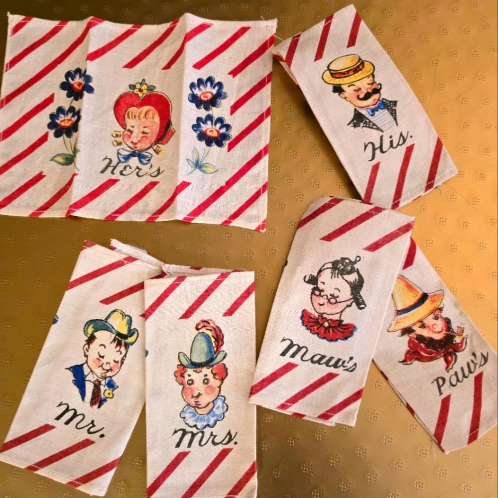 Lot Of 3 Sets Vintage 40's Or 50's Handkerchiefs His & Hers New 7"×5"